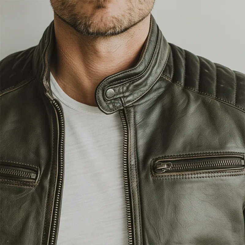 Men's Winter Retro Pattern PU Stitching Faux Leather Jacket MTA2003J3P sold by Manly product image thumbnail 3