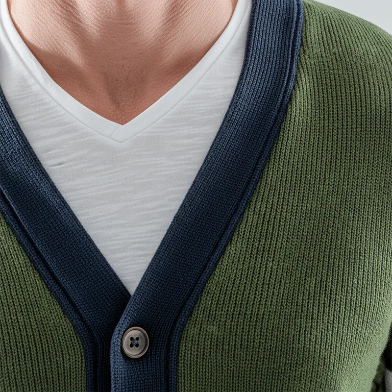 Men's Winter Fashion Contrast Color Cotton Yarn Knitted Thin Cardigan MTA2075J1P sold by Manly product image thumbnail 3