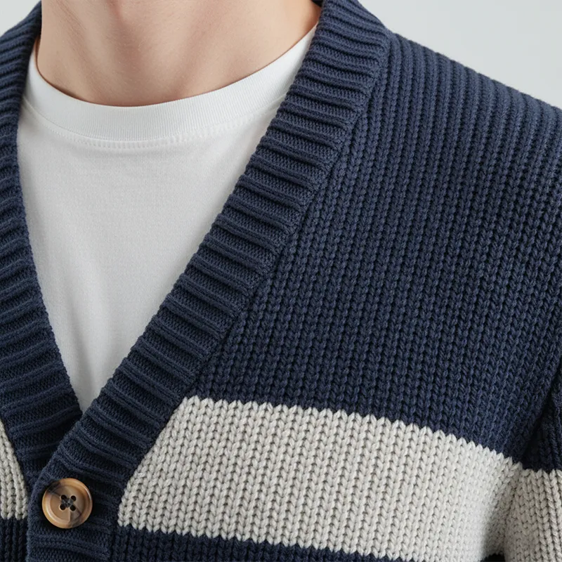 Men's Winter Fashion Contrast Striped Cotton Knitted Cardigan MTA2073J8P sold by Manly product image thumbnail 3
