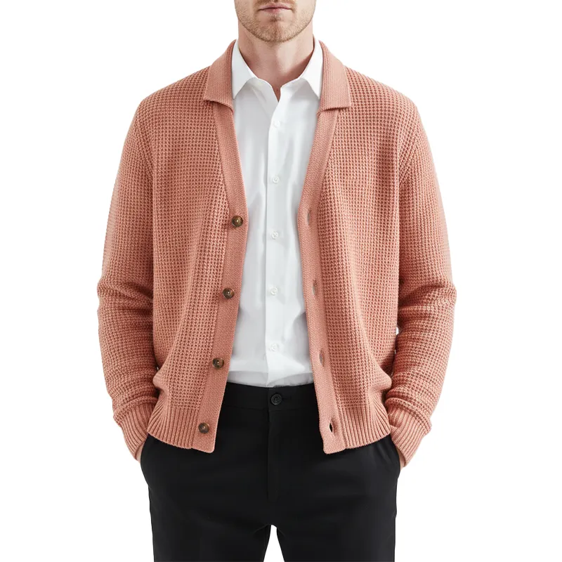 Men's Winter Fashion Waffle Texture Cotton Knit Cardigan MTA2067J1P sold by Manly