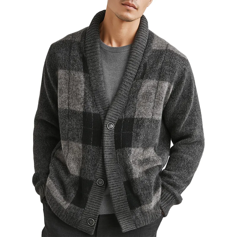 Men's Winter Fashion Cotton Knitted Plaid Cardigan MTA1606J0P sold by Manly