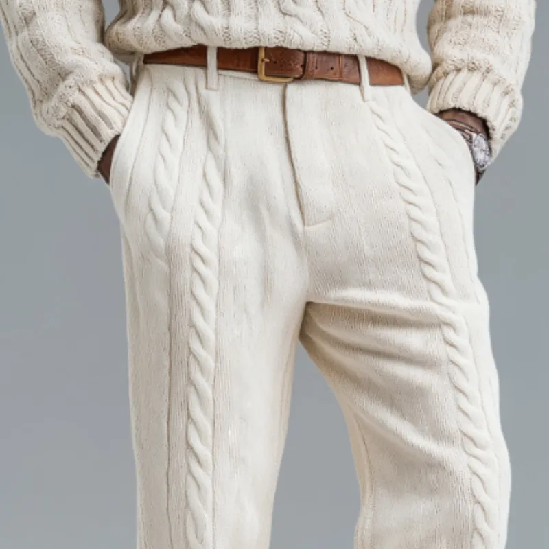 Men's Retro Casual Cable Knit Trousers MTA2474J6TO sold by Manly product image thumbnail 3