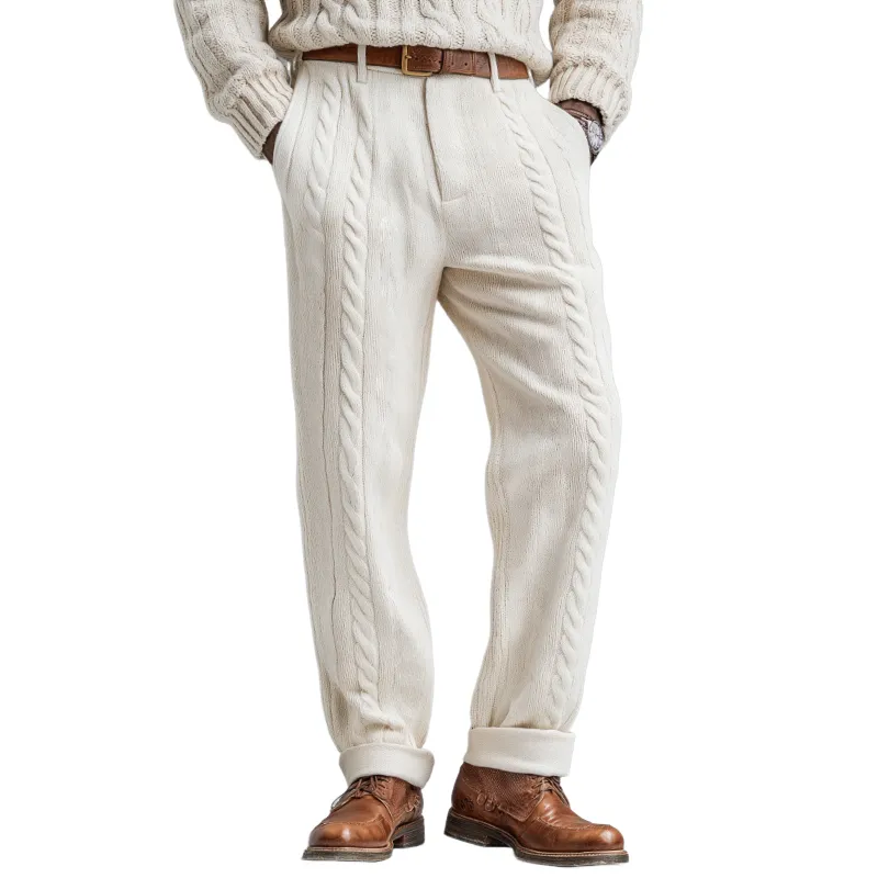 Men's Retro Casual Cable Knit Trousers MTA2474J6TO sold by Manly