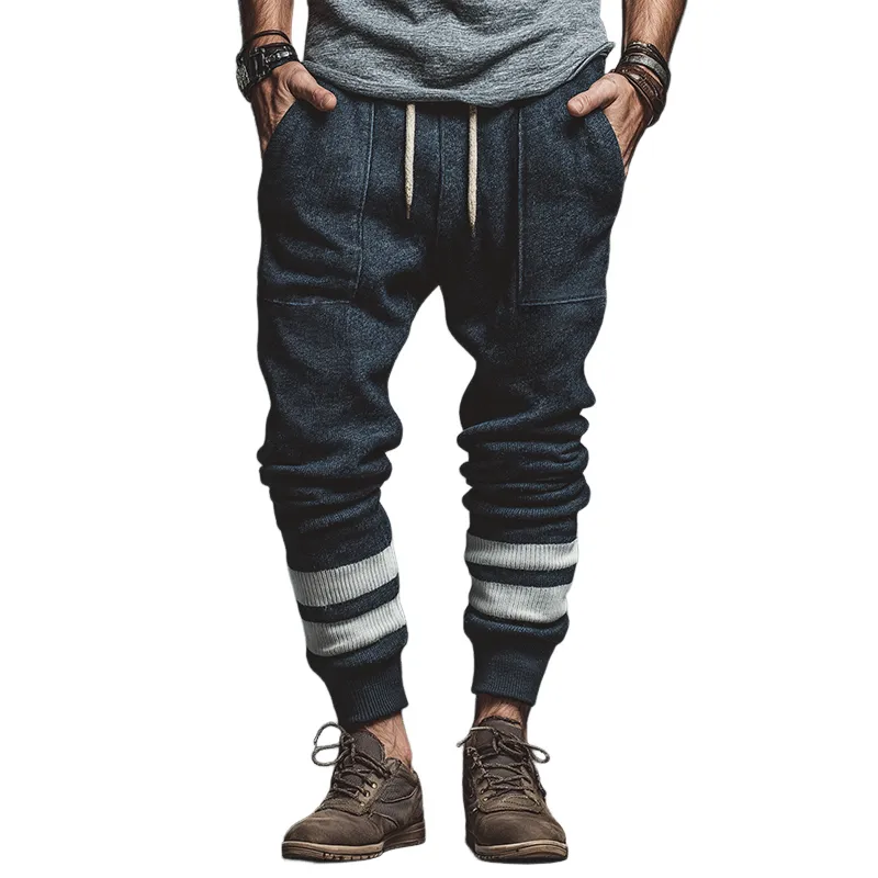 Men's Retro Casual Striped Knit Drawstring Trousers MTA2416J7TO sold by Manly