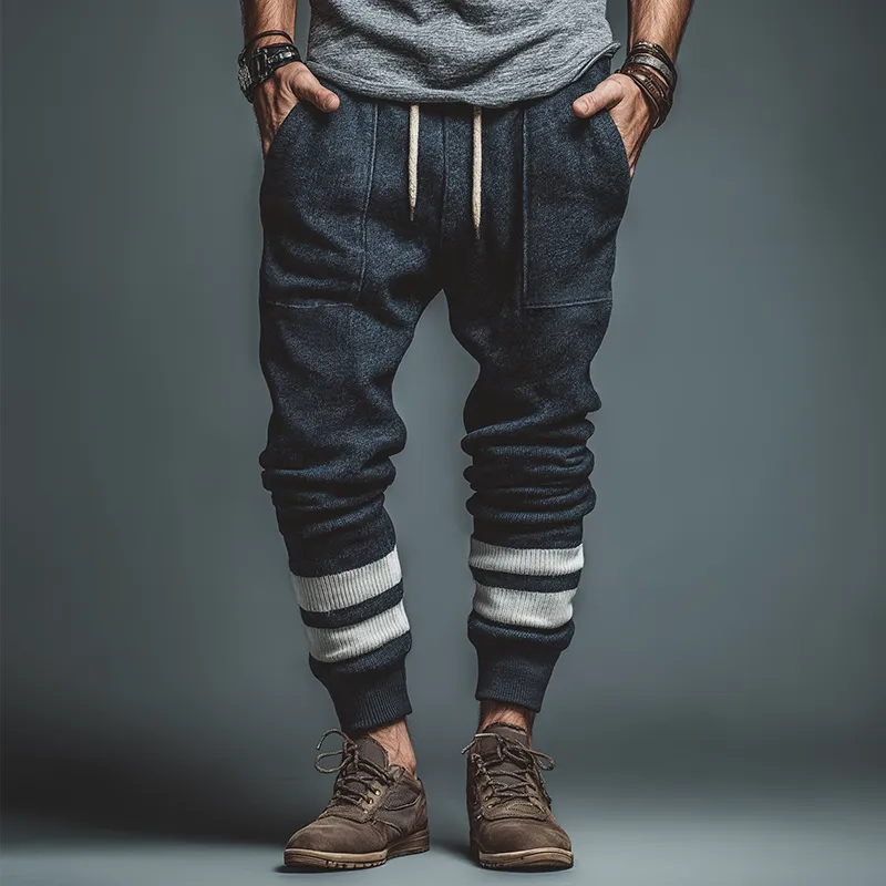 Men's Retro Casual Striped Knit Drawstring Trousers MTA2416J7TO sold by Manly product image thumbnail 2