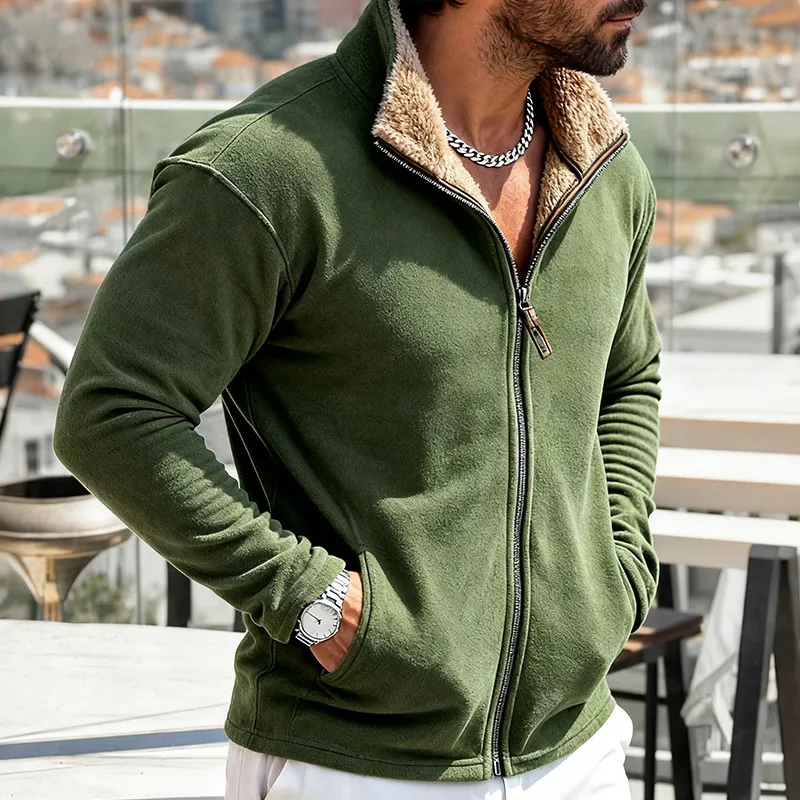 Men's Retro Casual Plush Warm Stand Collar Zipper Jacket MTA2426J3TO sold by Manly product image thumbnail 2