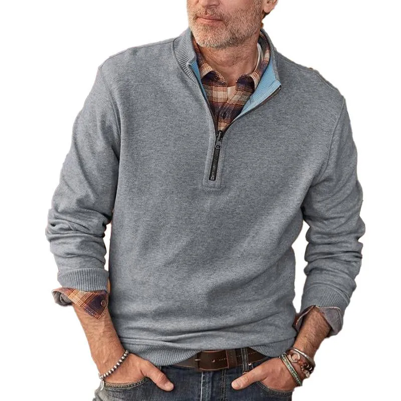 Men's Solid Half-Zip Stand Collar Sweatshirt 03385034X sold by Manly