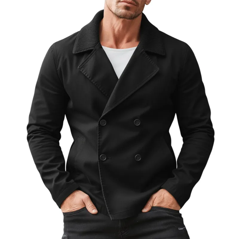 Men's Classic Corduroy Lapel Double-Breasted Cotton Blend Slim Fit Jacket MTA2476J0K sold by Manly