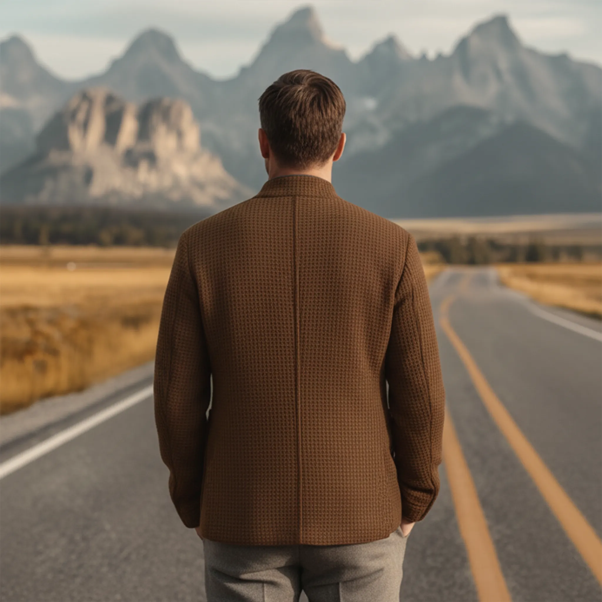 Men's Classic Stand Collar Waffle Slim Fit Jacket MTA2412J9K sold by Manly product image thumbnail 5