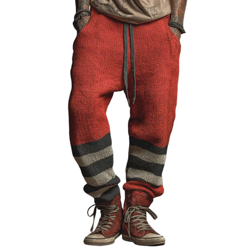 Men's Retro Casual Knit Striped Drawstring Pants MTA2447J3TO sold by Manly