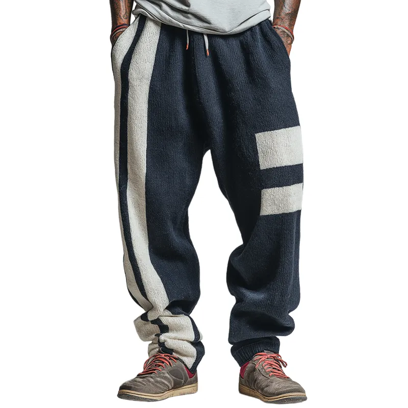 Men's Retro Casual Knit Striped Drawstring Pants MTA2449J9TO sold by Manly