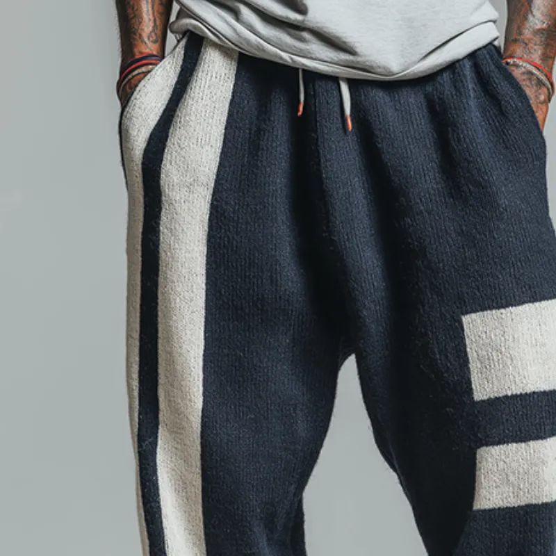 Men's Retro Casual Knit Striped Drawstring Pants MTA2449J9TO sold by Manly product image thumbnail 3