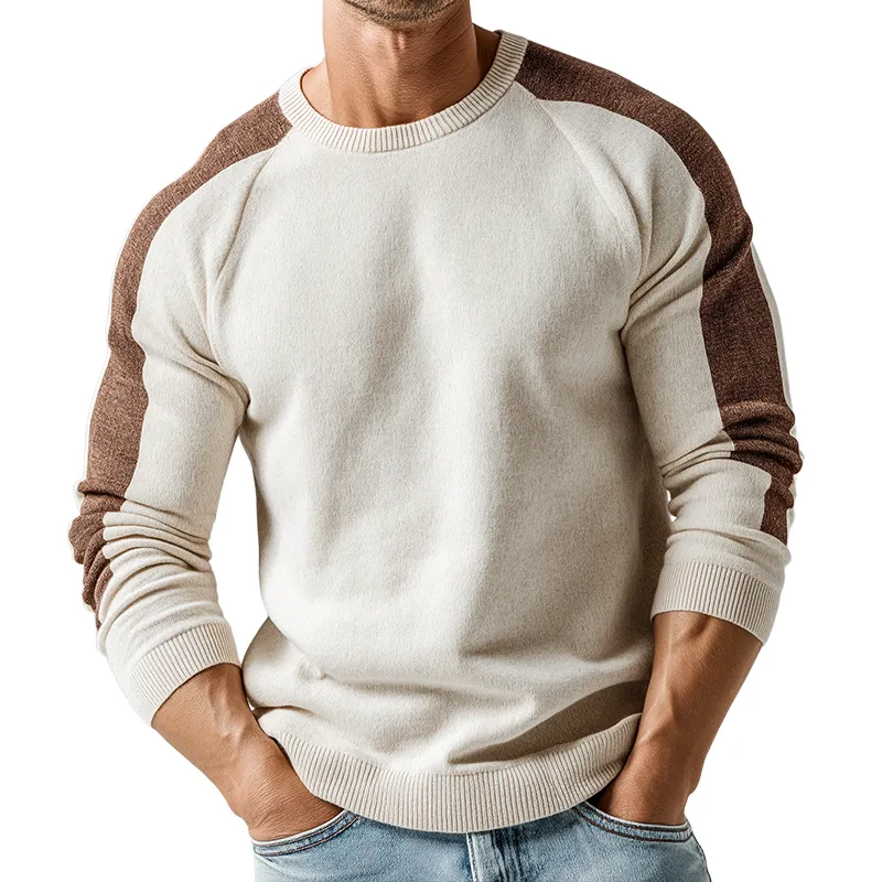 Men's Retro Casual Striped Knitted Crew Neck Pullover Sweater MTA2181J3TO sold by Manly