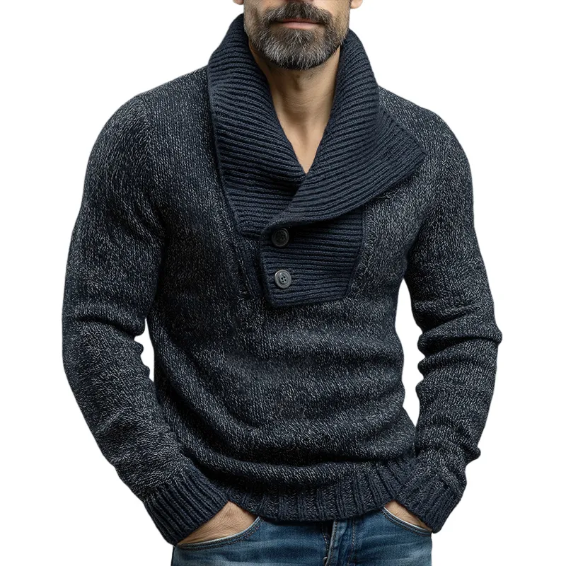 Men's Vintage Casual Knit Lapel Button Pullover Sweater MTA2193J0TO sold by Manly