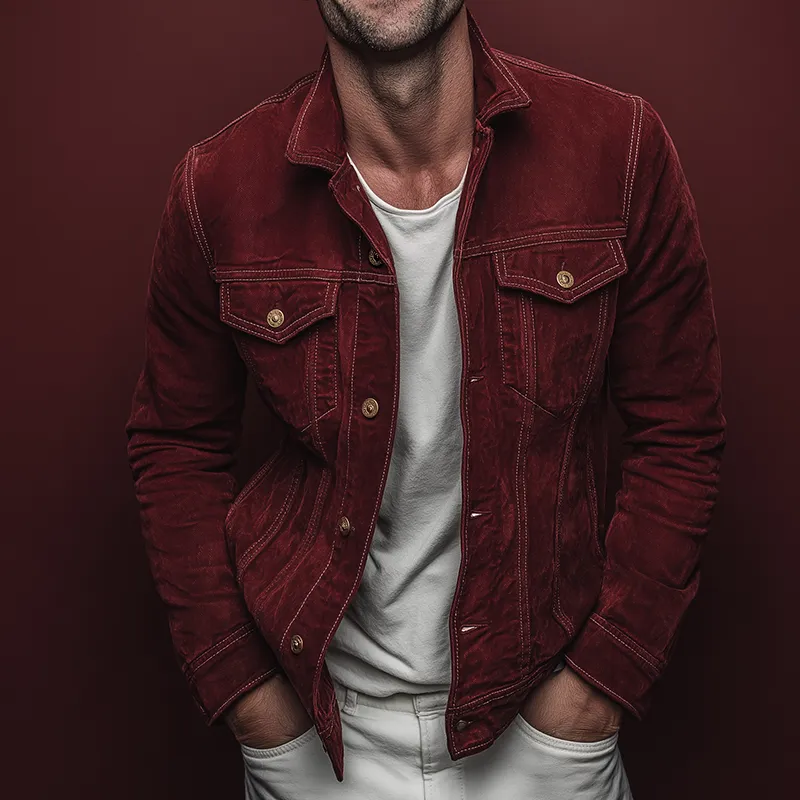 Men's Vintage Casual Cotton Washed Button Lapel Jacket MTA2487J5TO sold by Manly product image thumbnail 2