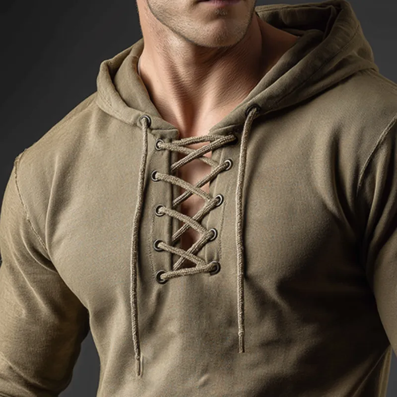 Men's Retro Casual Drawstring Hoodie MTA2450J3TO sold by Manly product image thumbnail 3