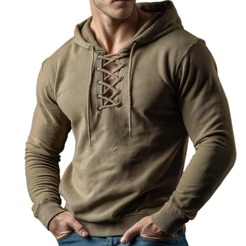 Men's Retro Casual Drawstring Hoodie MTA2450J3TO sold by Manly