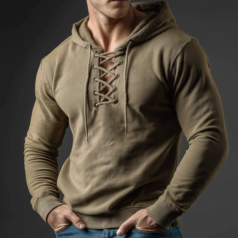 Men's Retro Casual Drawstring Hoodie MTA2450J3TO sold by Manly product image thumbnail 2