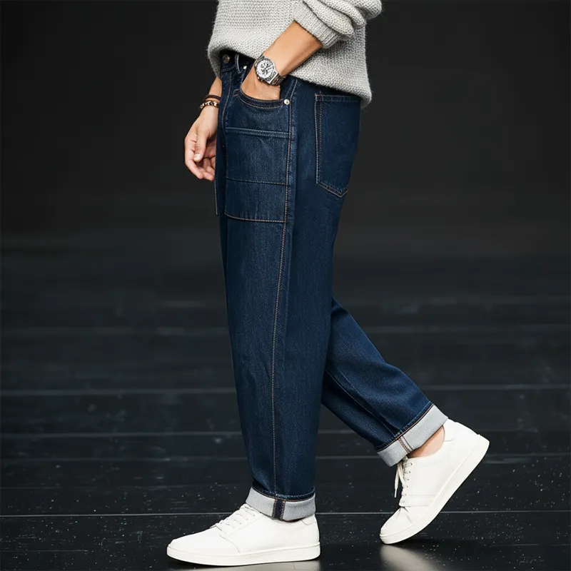 Men's Classic Simple Dark Blue Jeans MTA2495J8U sold by Manly product image thumbnail 4