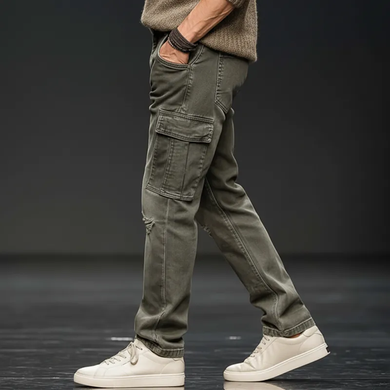 Men's Classic Distressed Ripped Multi-pocket Straight Jeans MTA2463J1U sold by Manly product image thumbnail 3