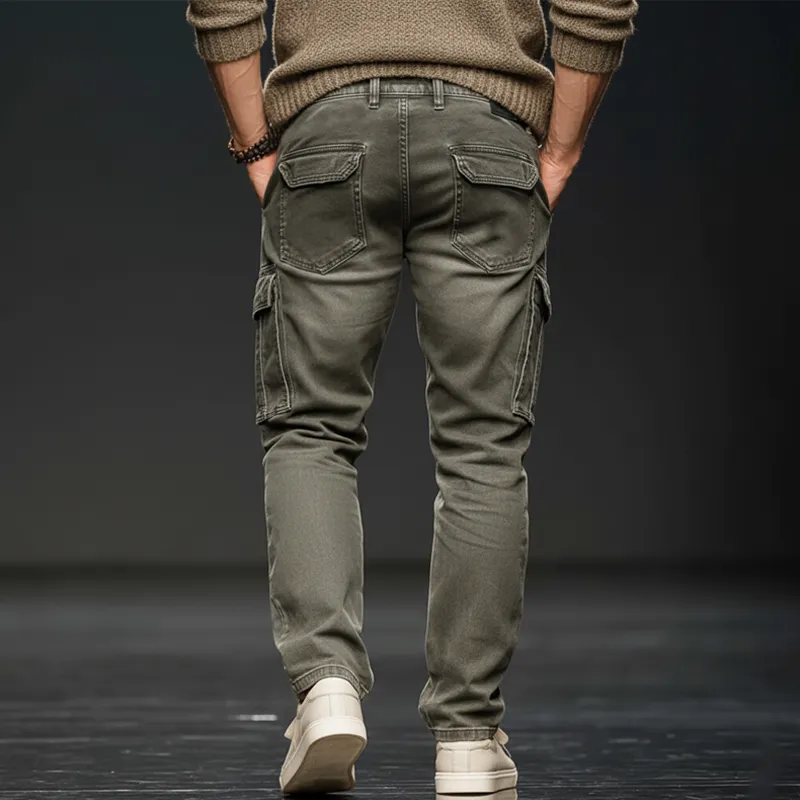 Men's Classic Distressed Ripped Multi-pocket Straight Jeans MTA2463J1U sold by Manly product image thumbnail 4