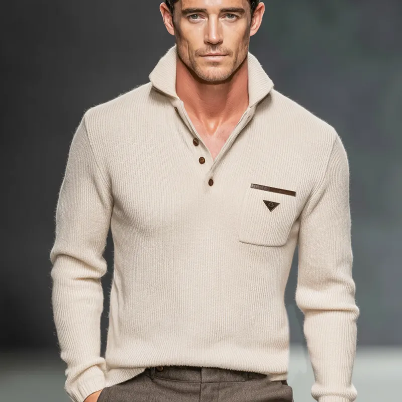 Men's Business Apricot Knitted Pullover Sweater MTA2236J5U sold by Manly product image thumbnail 2