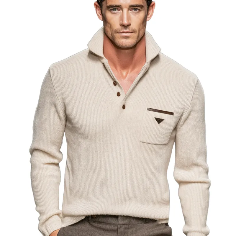 Men's Business Apricot Knitted Pullover Sweater MTA2236J5U sold by Manly