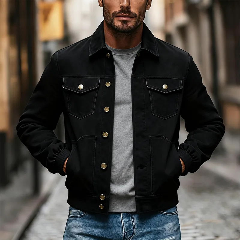 Men's Vintage Motorcycle Style Faux Suede Slim Fit Jacket MTA2419J4X sold by Manly product image thumbnail 2