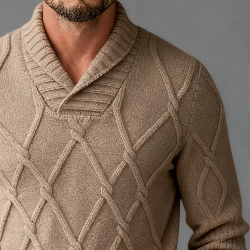 Men's Solid Color Diamond Check Turtleneck Knitted Sweater MTA2495J4X sold by Manly product image thumbnail 2