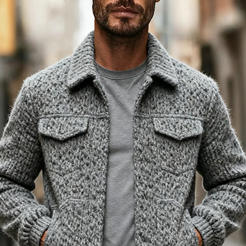 Men's Blended Solid Color Faux Wool Lapel Button Jacket MTA2471J3X sold by Manly product image thumbnail 2