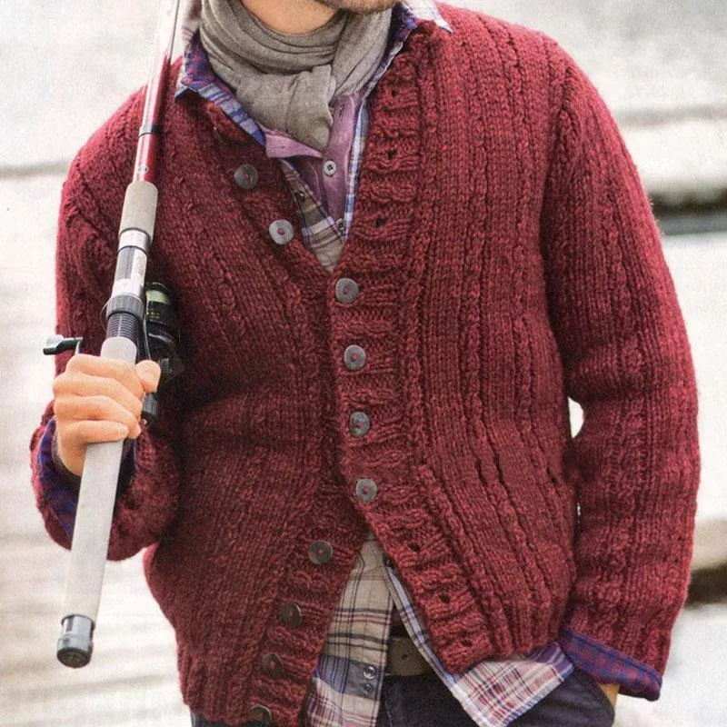 Men's Solid Color Stand Collar Single Breasted Knitted Cardigan 08762779X sold by Manly product image thumbnail 2