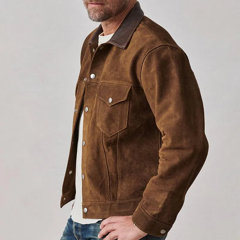 Men's Solid Color Lapel Suede Jacket 23755077X sold by Manly product image thumbnail 2