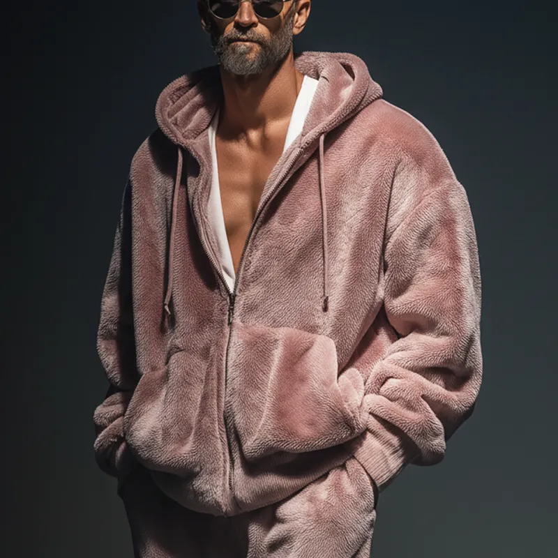 Men's Fashion Faux Mink Hooded Zipper Casual Jacket MTA2344J8U sold by Manly product image thumbnail 5