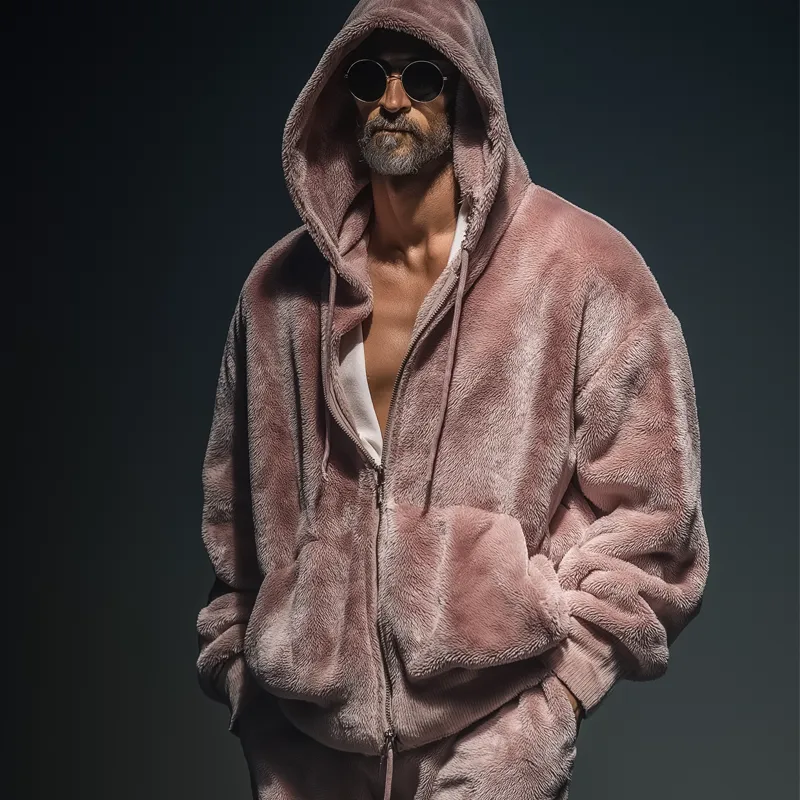 Men's Fashion Faux Mink Hooded Zipper Casual Jacket MTA2344J8U sold by Manly product image thumbnail 2