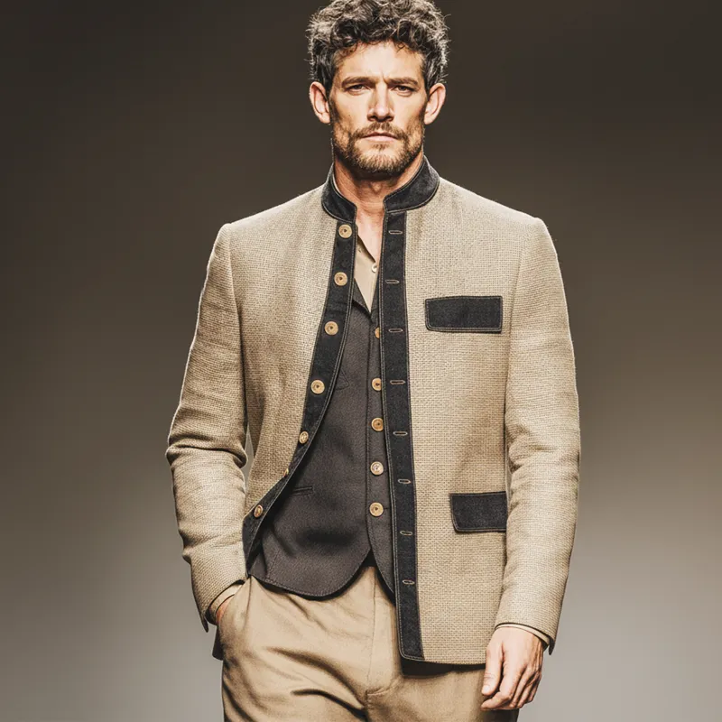 Men's Classic Stand Collar Double Slit Button Jacket MTA2348J2U sold by Manly product image thumbnail 3