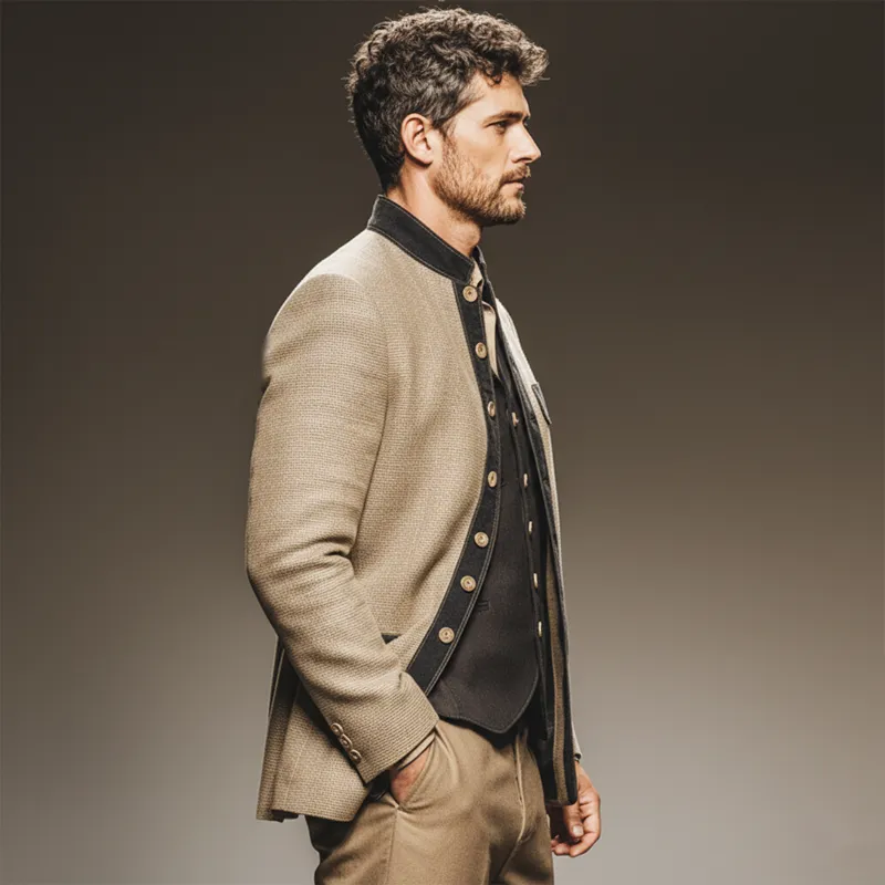 Men's Classic Stand Collar Double Slit Button Jacket MTA2348J2U sold by Manly product image thumbnail 4