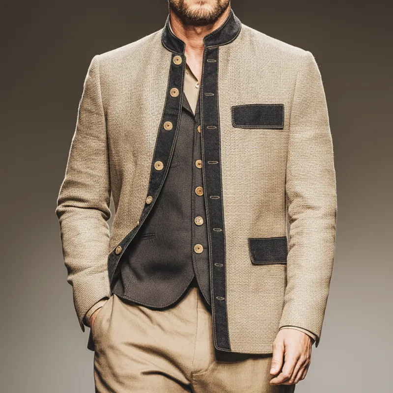 Men's Classic Stand Collar Double Slit Button Jacket MTA2348J2U sold by Manly product image thumbnail 2