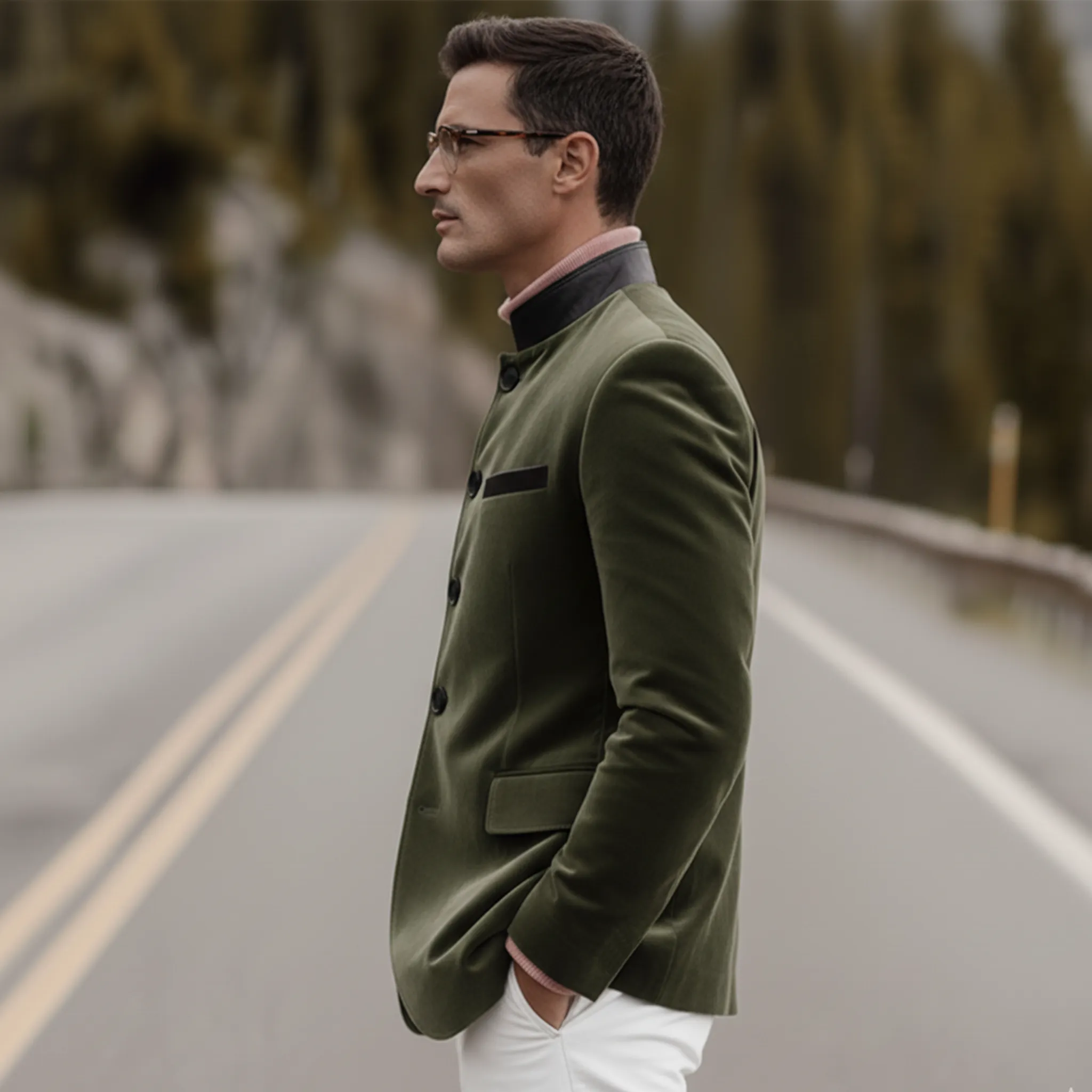 Men's Classic Retro Western Stand Collar PU Leather Slim Fit Faux Suede Jacket MTA2388J3K sold by Manly product image thumbnail 4