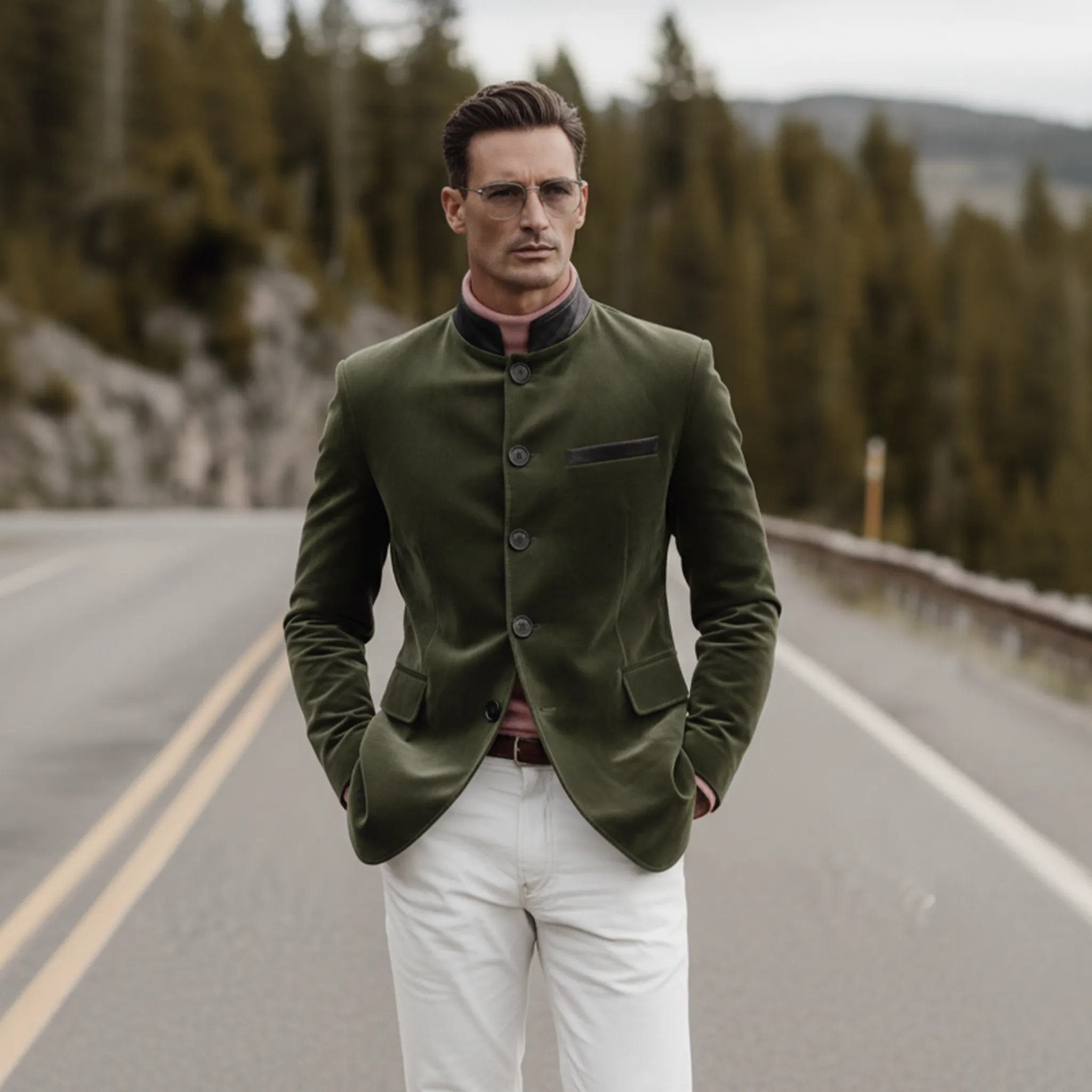 Men's Classic Retro Western Stand Collar PU Leather Slim Fit Faux Suede Jacket MTA2388J3K sold by Manly product image thumbnail 3