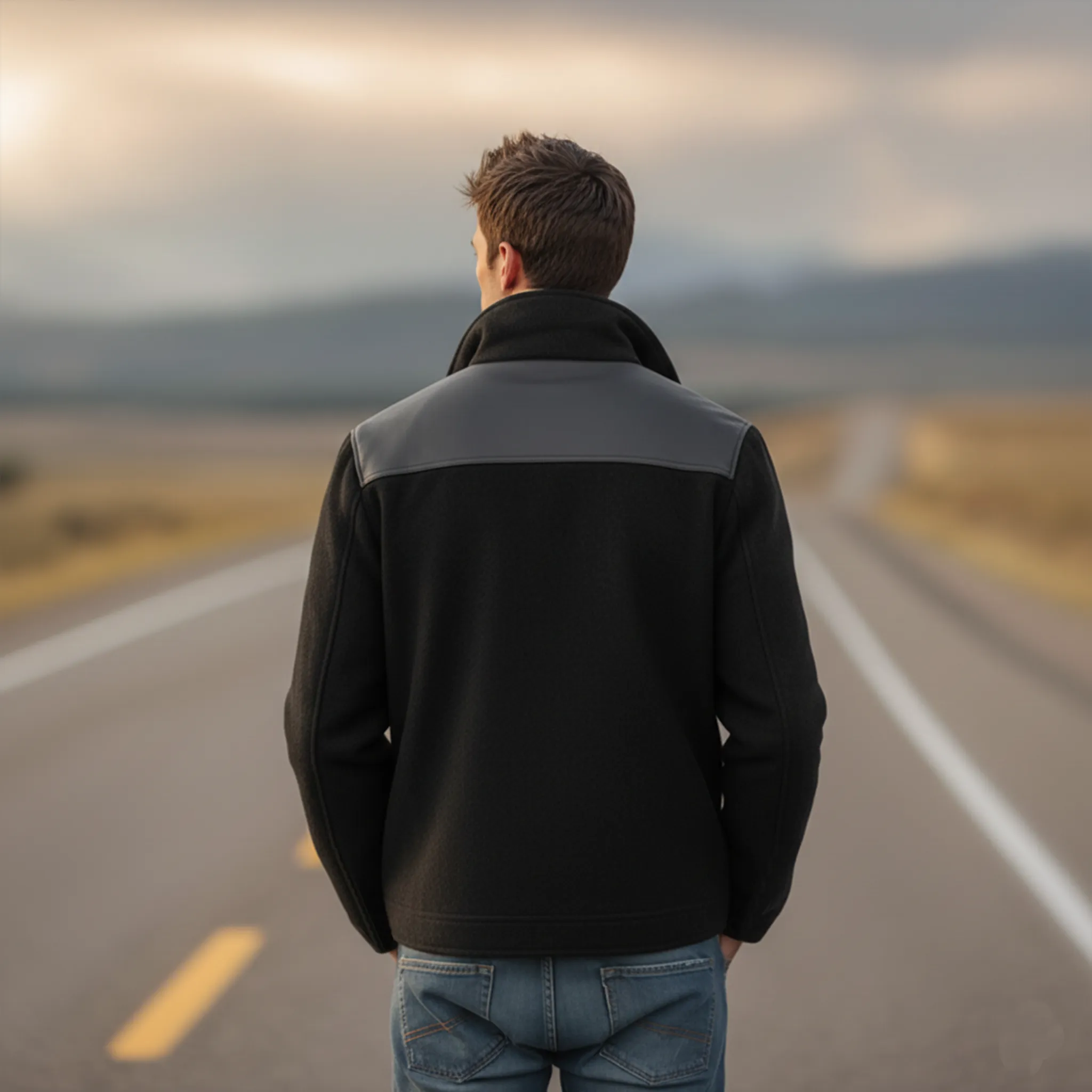 Men's Classic Retro Western PU Leather Splicing Faux Suede Lapel Jacket MTA2313J2K sold by Manly product image thumbnail 4