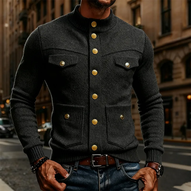 Men's Slim Fit Knit Solid Color Decorative Button Pullover Sweater MTA2210J1X sold by Manly product image thumbnail 2