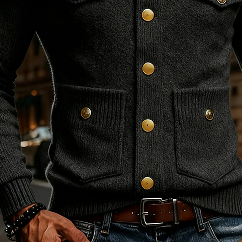 Men's Slim Fit Knit Solid Color Decorative Button Pullover Sweater MTA2210J1X sold by Manly product image thumbnail 4