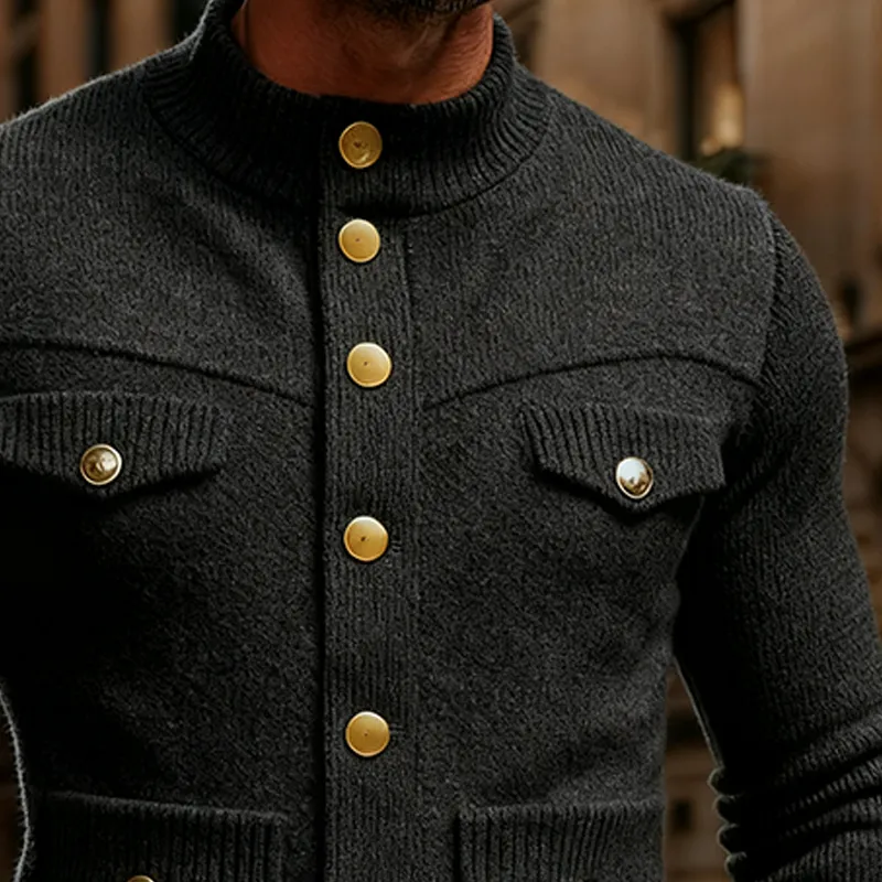 Men's Slim Fit Knit Solid Color Decorative Button Pullover Sweater MTA2210J1X sold by Manly product image thumbnail 3