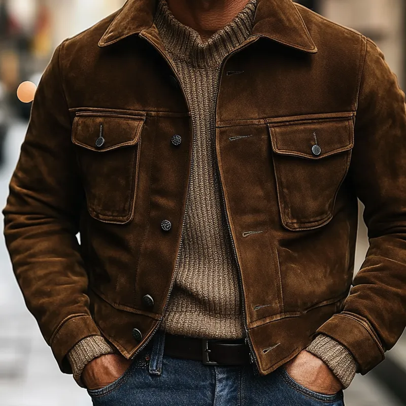 Men's Vintage Western Cowboy Style Faux Suede Lapel Jacket MTA2326J6X sold by Manly product image thumbnail 2