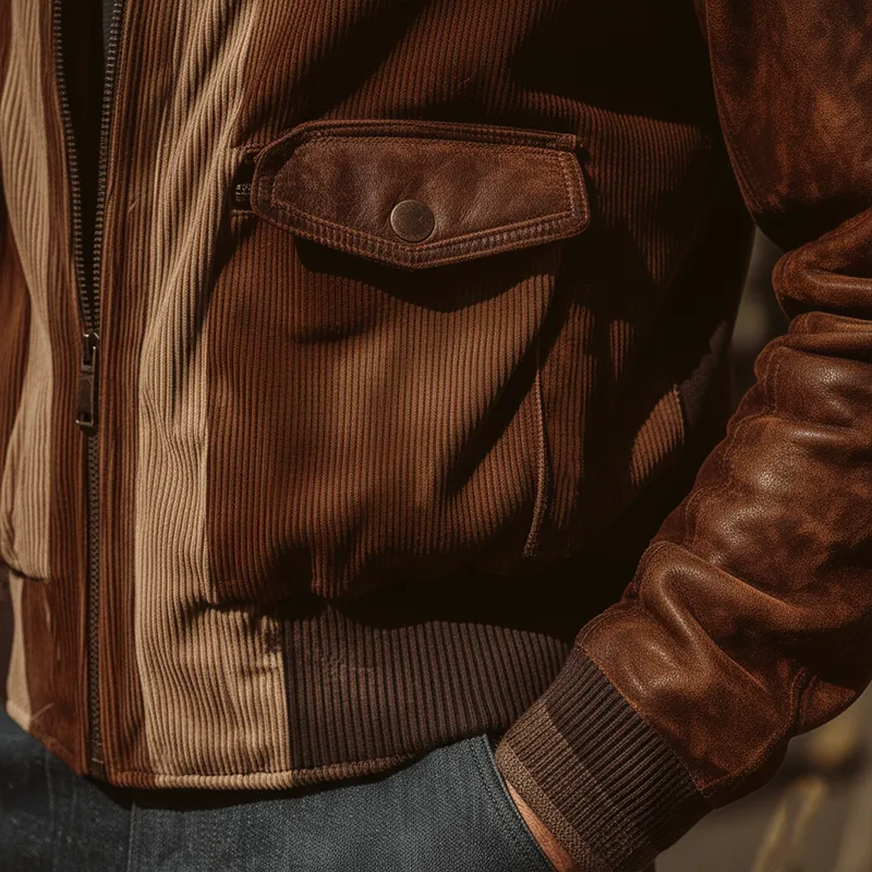 Men's Winter Vintage Corduroy Faux Suede Stitching Warm Jacket MTA2380J1P sold by Manly product image thumbnail 5