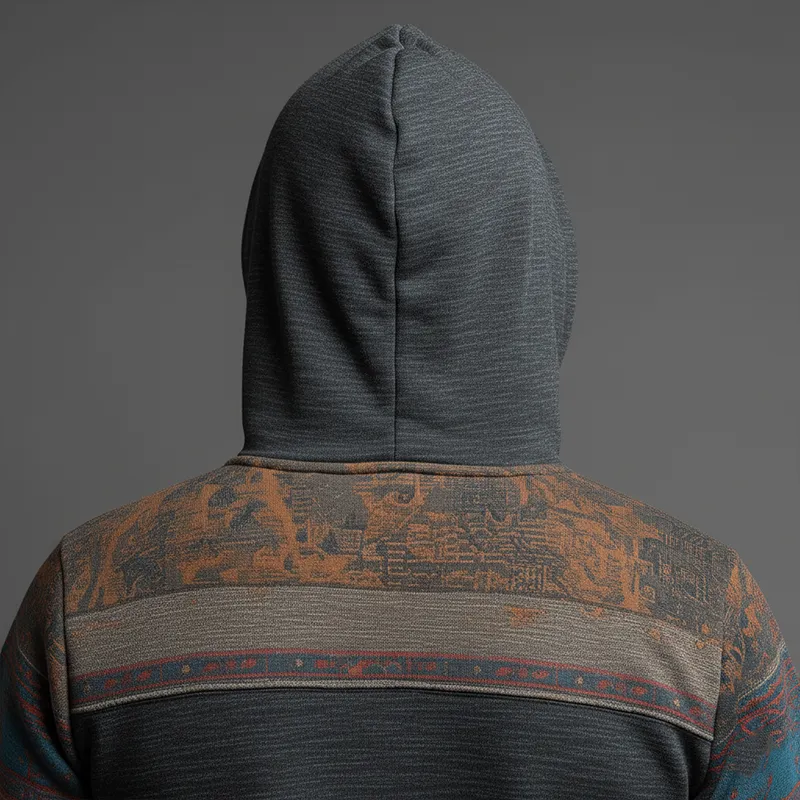 Men's Winter Vintage Polyester-Cotton Blend Printed Hooded Sweatshirt MTA2329J8P sold by Manly product image thumbnail 3