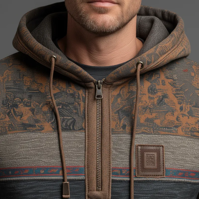 Men's Winter Vintage Polyester-Cotton Blend Printed Hooded Sweatshirt MTA2329J8P sold by Manly product image thumbnail 4
