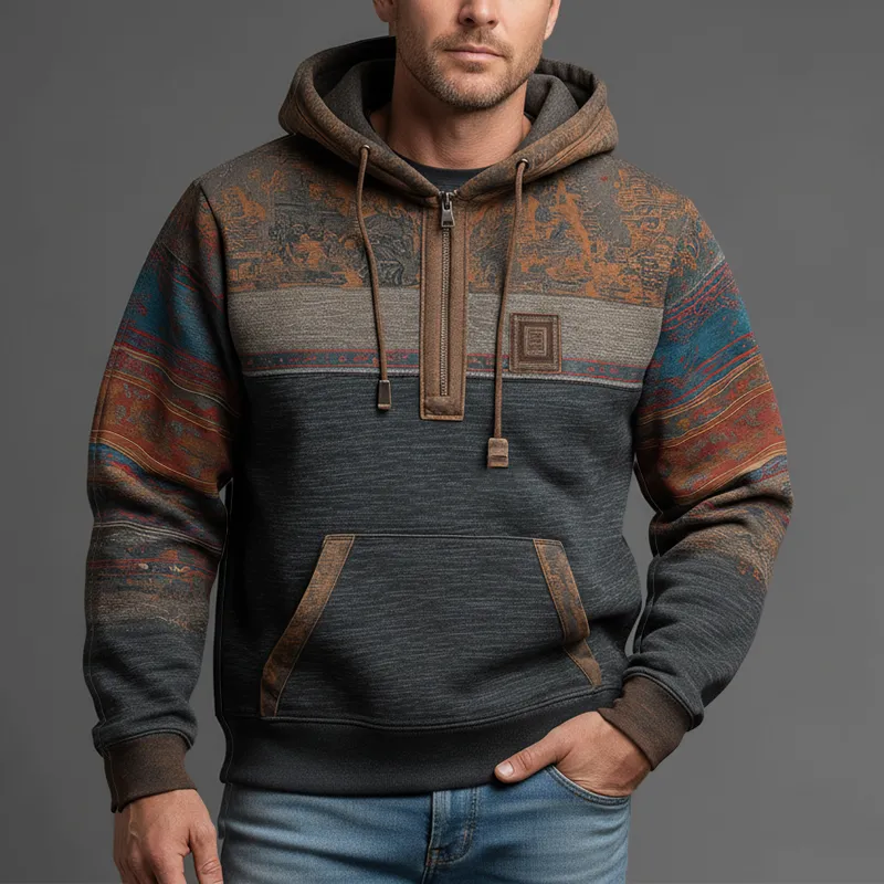 Men's Winter Vintage Polyester-Cotton Blend Printed Hooded Sweatshirt MTA2329J8P sold by Manly product image thumbnail 2