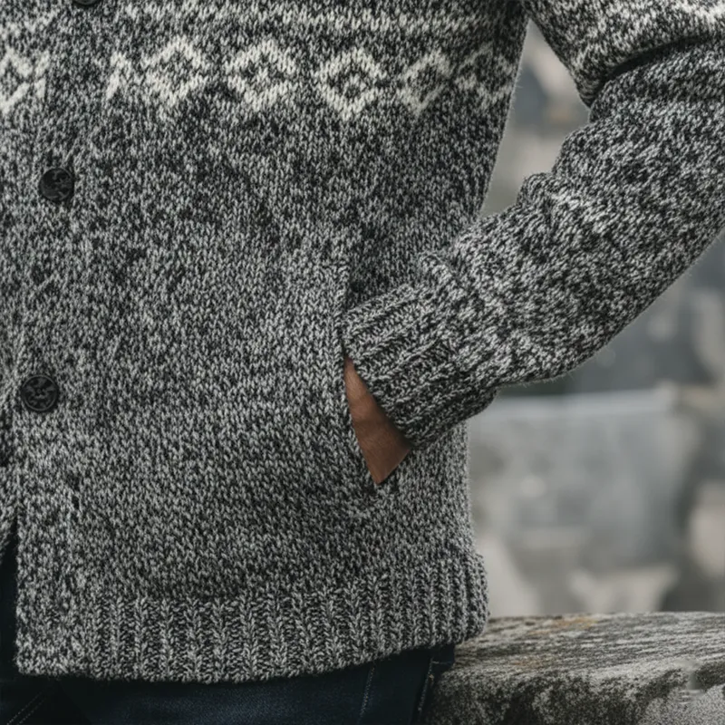 Men's Winter Vintage Knitted Jacquard Cotton Cardigan MTA1679J2P sold by Manly product image thumbnail 4