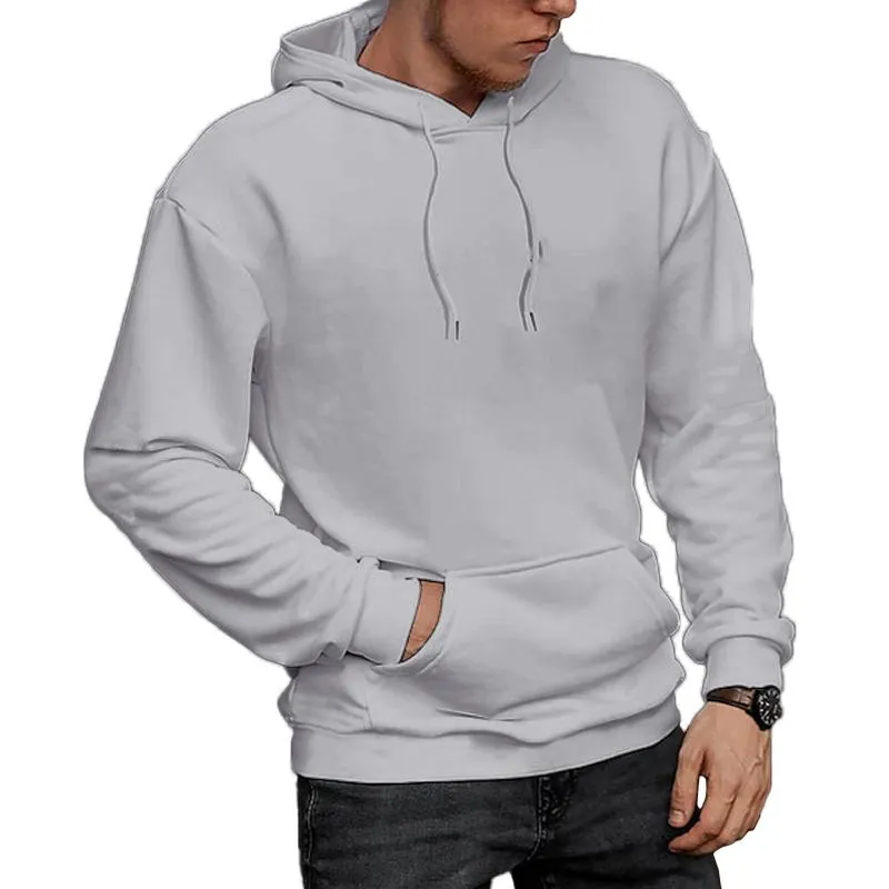 Men's Solid Color Long Sleeve Pocket Loose Casual Hoodie 20969390Z sold by Manly product image thumbnail 3